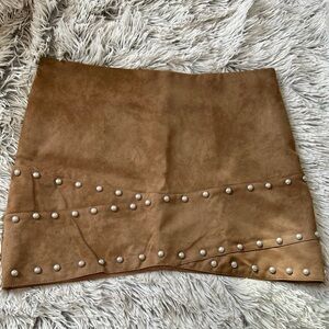 Chic Tan Studded ANWND Mini Skirt
